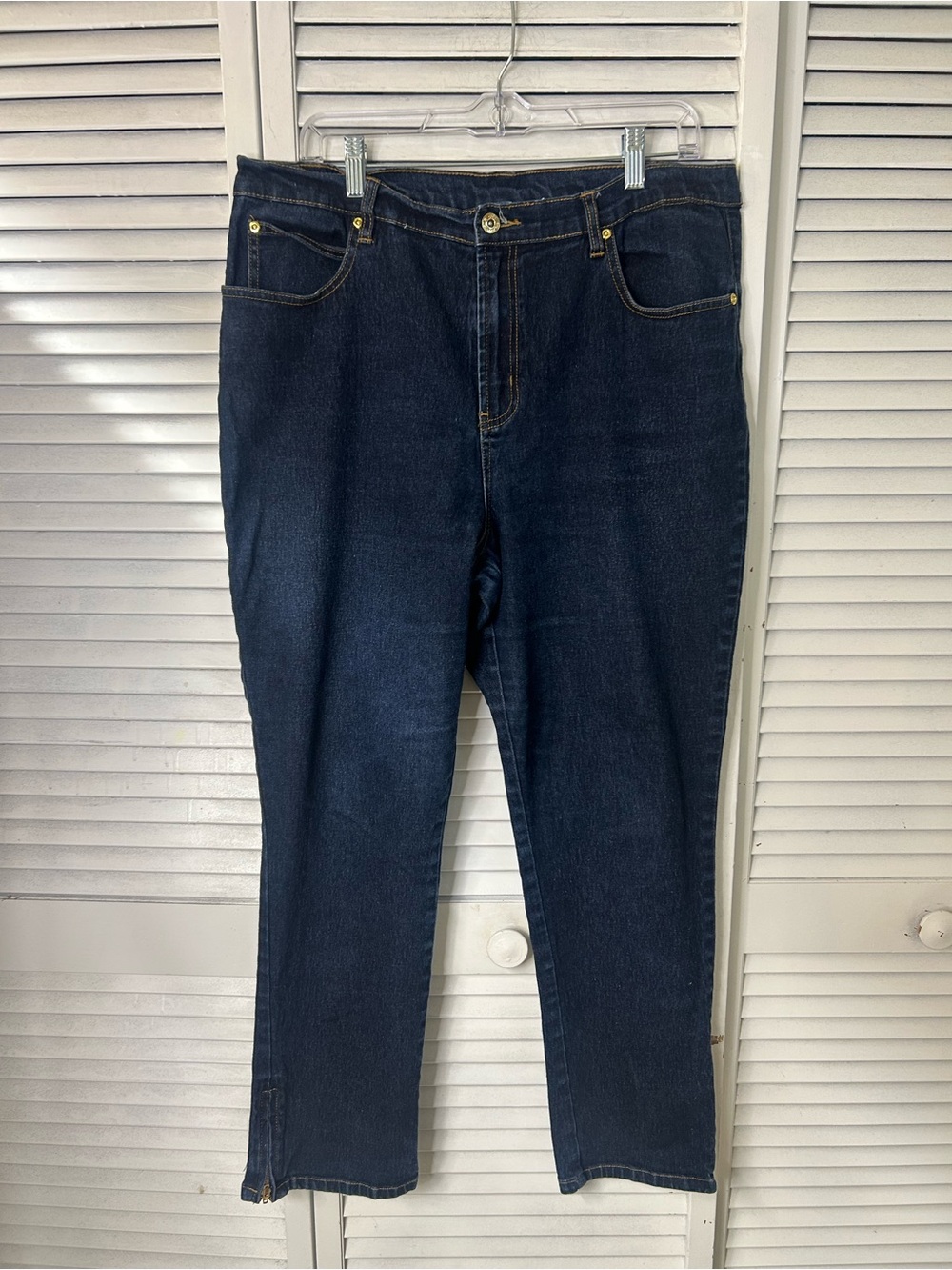 DG2 Dark Blue Classic Straight Jeans with Zipper Side Hem Size 16